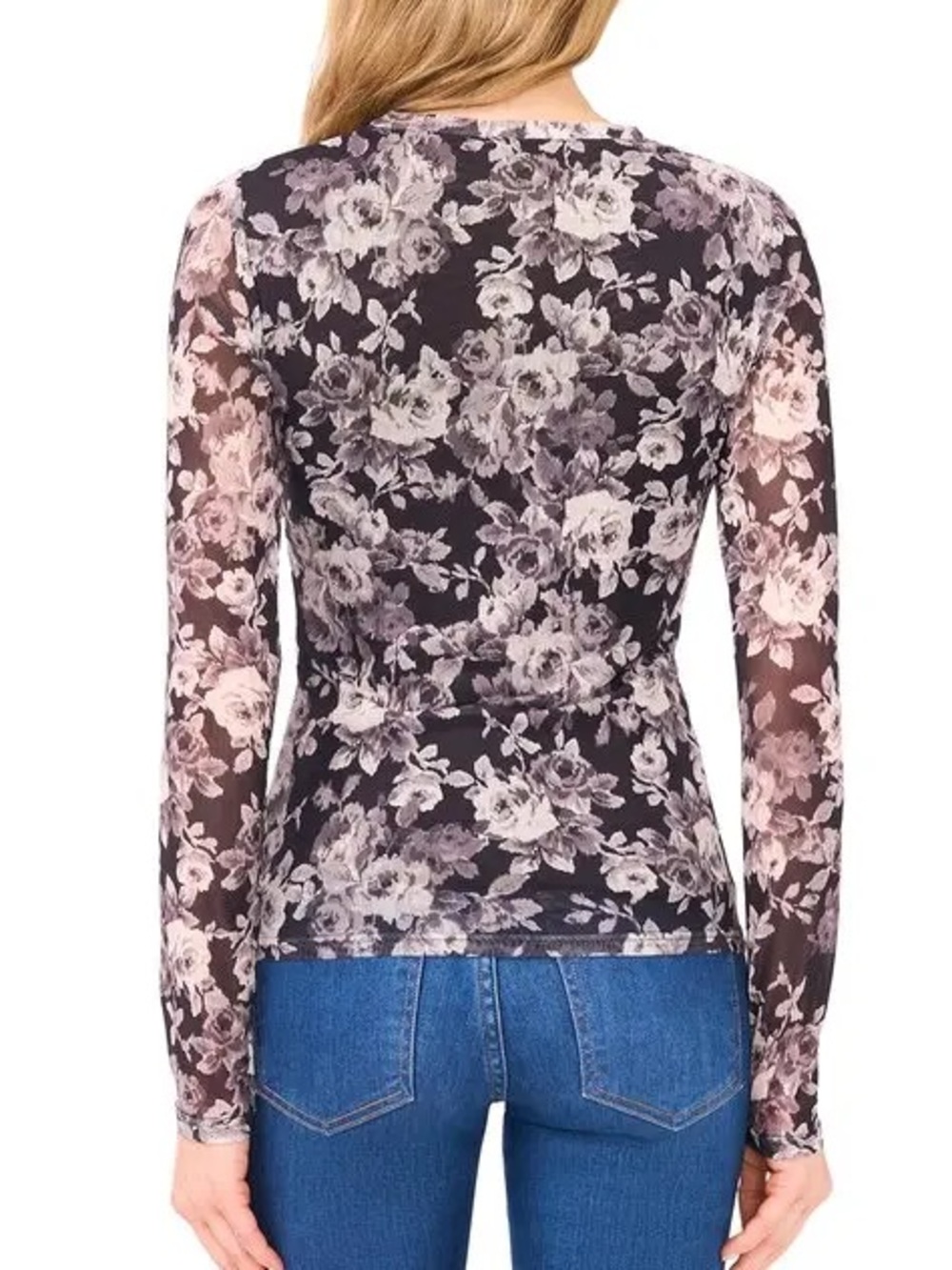 Ted Baker Black Sheer Floral Velvet Snowfall Long-Sleeve Top Roses - Picture 2 of 10